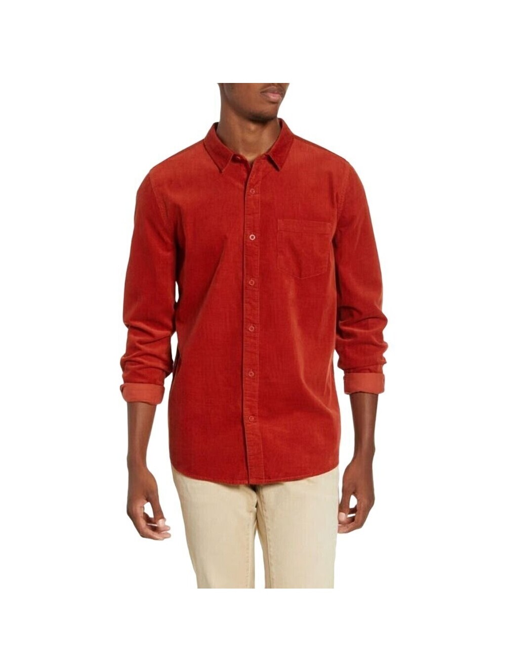 NEW Banks Journal Roy Red Button-Up Corduroy Shirt Large